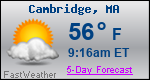 Weather Forecast for Cambridge, MA