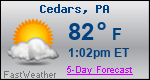 Weather Forecast for Cedars, PA