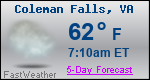 Weather Forecast for Coleman Falls, VA