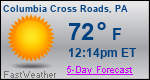Weather Forecast for Columbia Cross Roads, PA