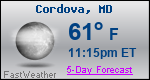 Weather Forecast for Cordova, MD
