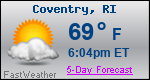 Weather Forecast for Coventry, RI