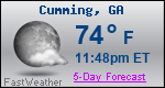 Weather Forecast for Cumming, GA