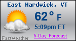 Weather Forecast for East Hardwick, VT