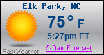Weather Forecast for Elk Park, NC