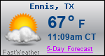 Weather Forecast for Ennis, TX