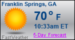 Weather Forecast for Franklin Springs, GA