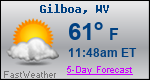 Weather Forecast for Gilboa, WV