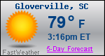 Weather Forecast for Gloverville, SC