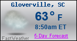 Weather Forecast for Gloverville, SC