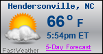 Weather Forecast for Hendersonville, NC