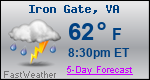 Weather Forecast for Iron Gate, VA