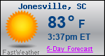 Weather Forecast for Jonesville, SC