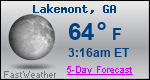 Weather Forecast for Lakemont, GA