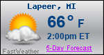 Weather Forecast for Lapeer, MI