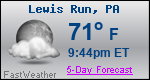 Weather Forecast for Lewis Run, PA