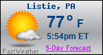 Weather Forecast for Listie, PA