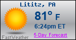 Weather Forecast for Lititz, PA