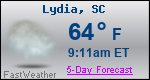 Weather Forecast for Lydia, SC