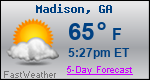 Weather Forecast for Madison, GA