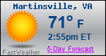 Weather Forecast for Martinsville, VA