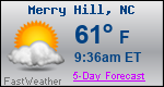 Weather Forecast for Merry Hill, NC
