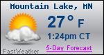 Weather Forecast for Mountain Lake, MN
