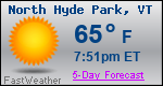 Weather Forecast for North Hyde Park, VT