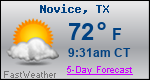 Weather Forecast for Novice, TX
