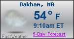 Weather Forecast for Oakham, MA