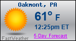 Weather Forecast for Oakmont, PA
