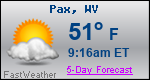 Weather Forecast for Pax, WV