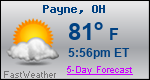 Weather Forecast for Payne, OH
