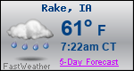 Weather Forecast for Rake, IA