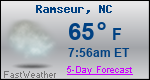 Weather Forecast for Ramseur, NC