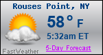 Weather Forecast for Rouses Point, NY