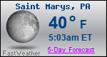 Weather Forecast for Saint Marys, PA