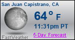 Weather Forecast for San Juan Capistrano, CA