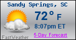 Weather Forecast for Sandy Springs, SC