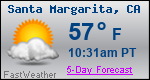 Weather Forecast for Santa Margarita, CA