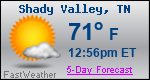 Weather Forecast for Shady Valley, TN