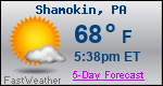 Weather Forecast for Shamokin, PA