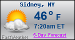 Weather Forecast for Sidney, NY