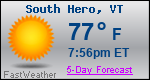 Weather Forecast for South Hero, VT