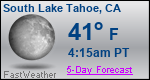 Weather Forecast for South Lake Tahoe, CA