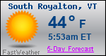 Weather Forecast for South Royalton, VT