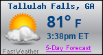 Weather Forecast for Tallulah Falls, GA