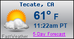 Weather Forecast for Tecate, CA