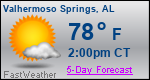 Weather Forecast for Valhermoso Springs, AL