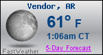 Weather Forecast for Vendor, AR